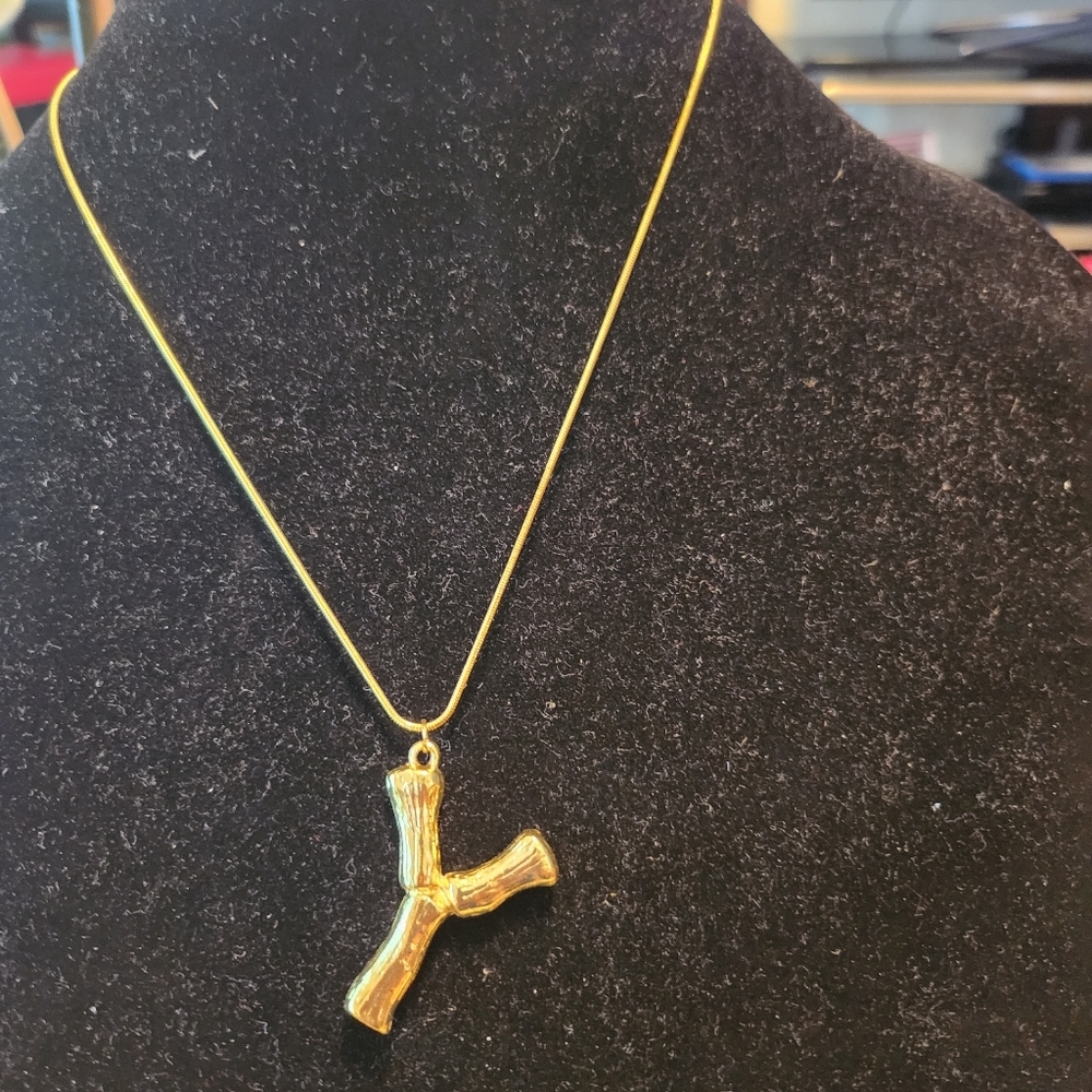 Letter Y alphabet gold Charm & adjustable necklace NEW